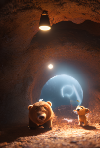 Dog and Bear Animal Stories about Friendship in the Cave