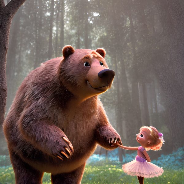 Ballerina and Bear Friendship